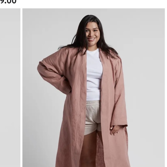 Linen Robe - Clay Color - Picture 1 of 3